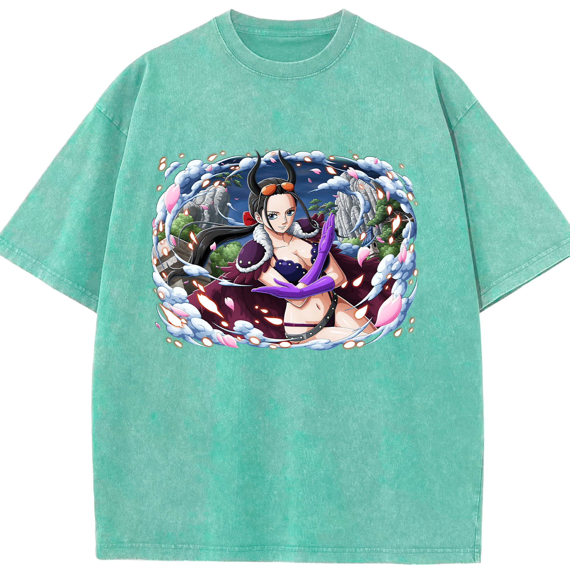 ワンピース ニコ・ロビン ONE PIECE Nico Robin 綿100% ヴィンテージ風 半袖Tシャツ（フロントプリント）